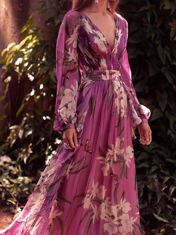 Soepelvallende maxi-jurk met elegante print voor dames