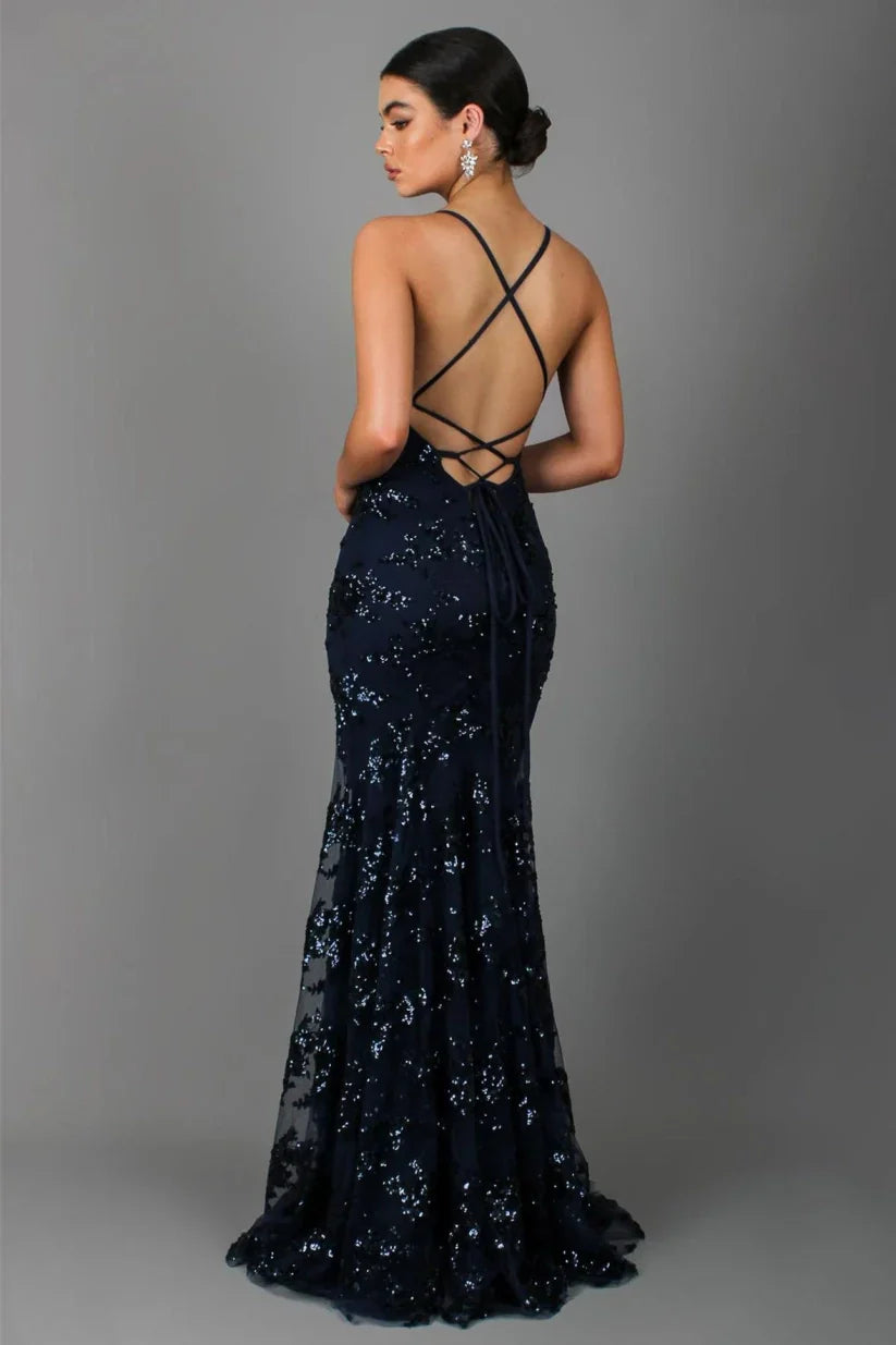Elegante Maxi Jurk met Volledige Pailletten