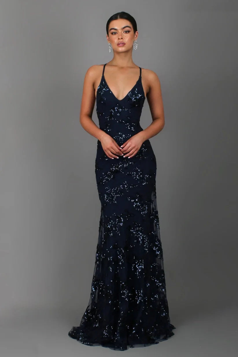 Elegante Maxi Jurk met Volledige Pailletten