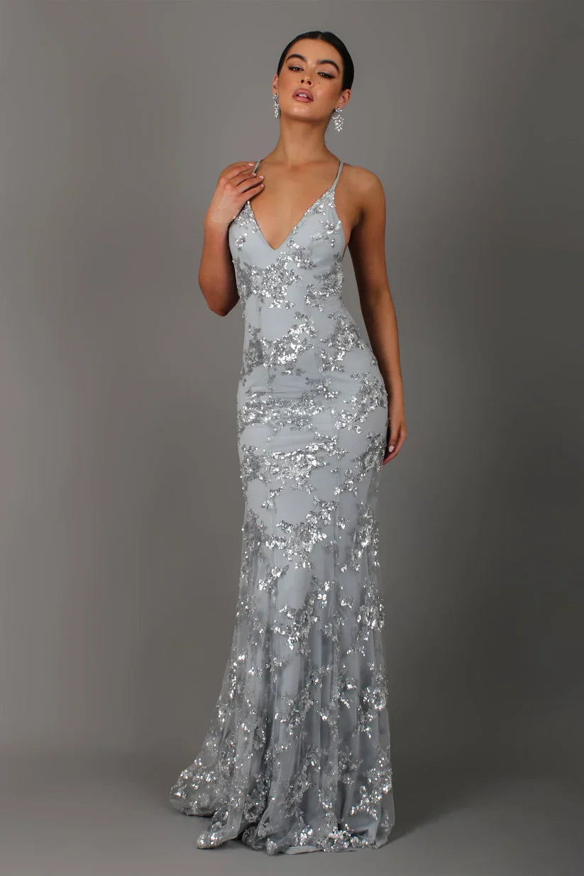 Elegante Maxi Jurk met Volledige Pailletten