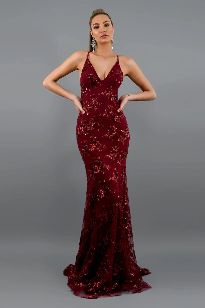 Elegante Maxi Jurk met Volledige Pailletten