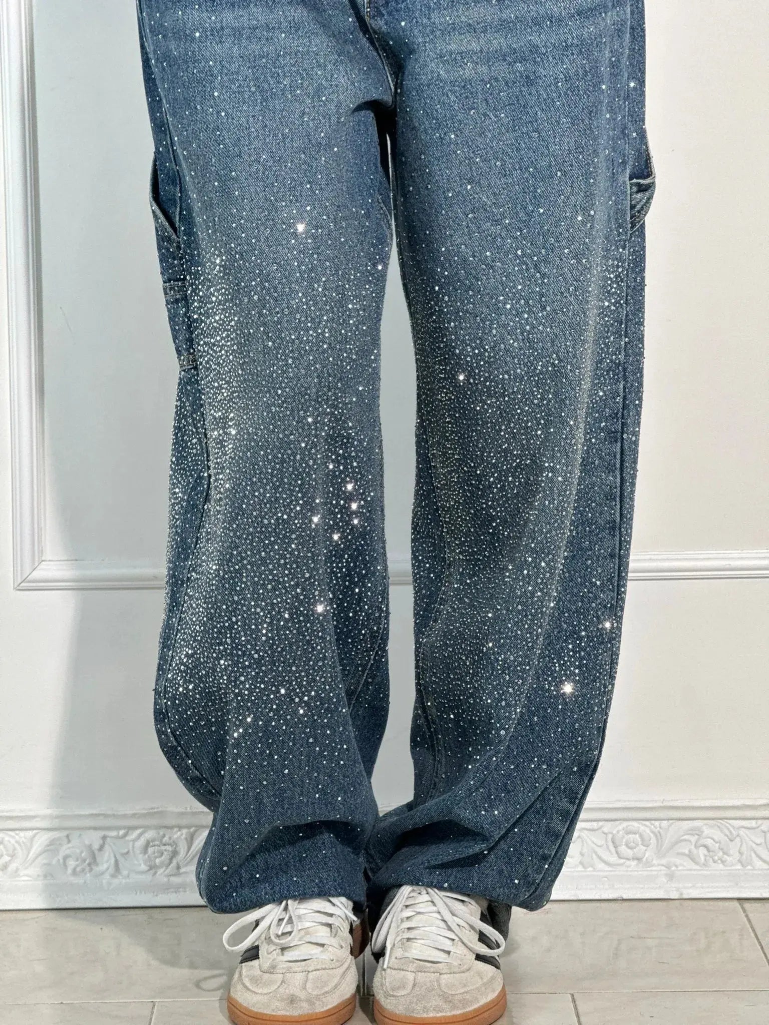 Casual Glamour Jeans met Glinsterende Accenten voor dames