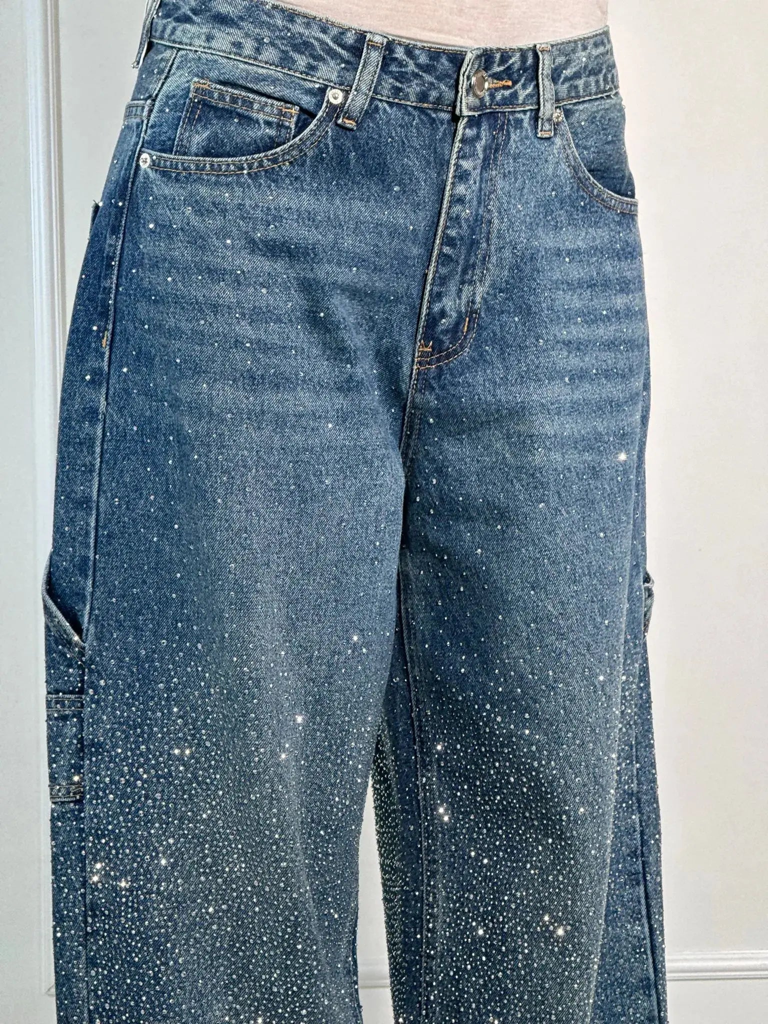 Casual Glamour Jeans met Glinsterende Accenten voor dames
