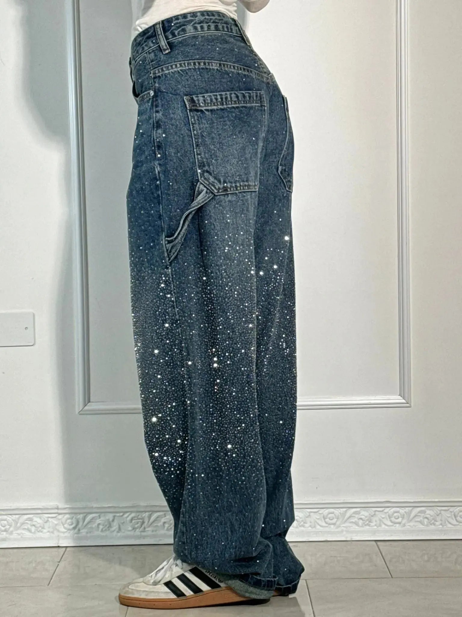 Casual Glamour Jeans met Glinsterende Accenten voor dames