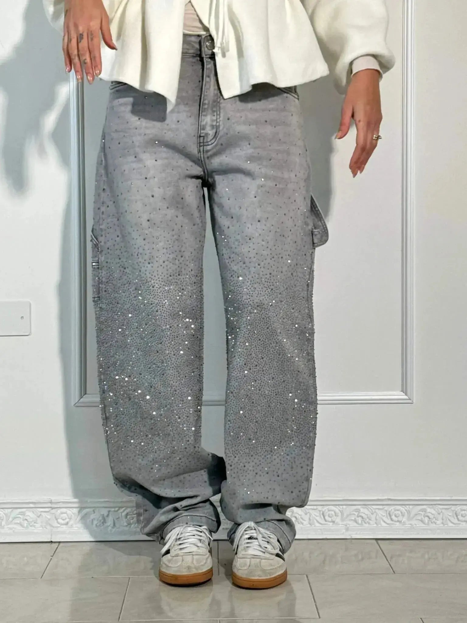 Casual Glamour Jeans met Glinsterende Accenten voor dames