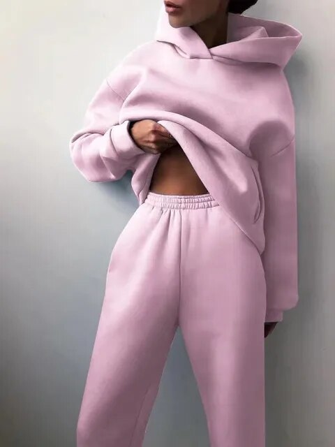 Stijlvolle Dames Trainingspak met Capuchontrui en Joggingbroek