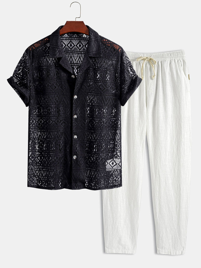 Zomerse Cuban Shirt Co-ord Set voor Heren