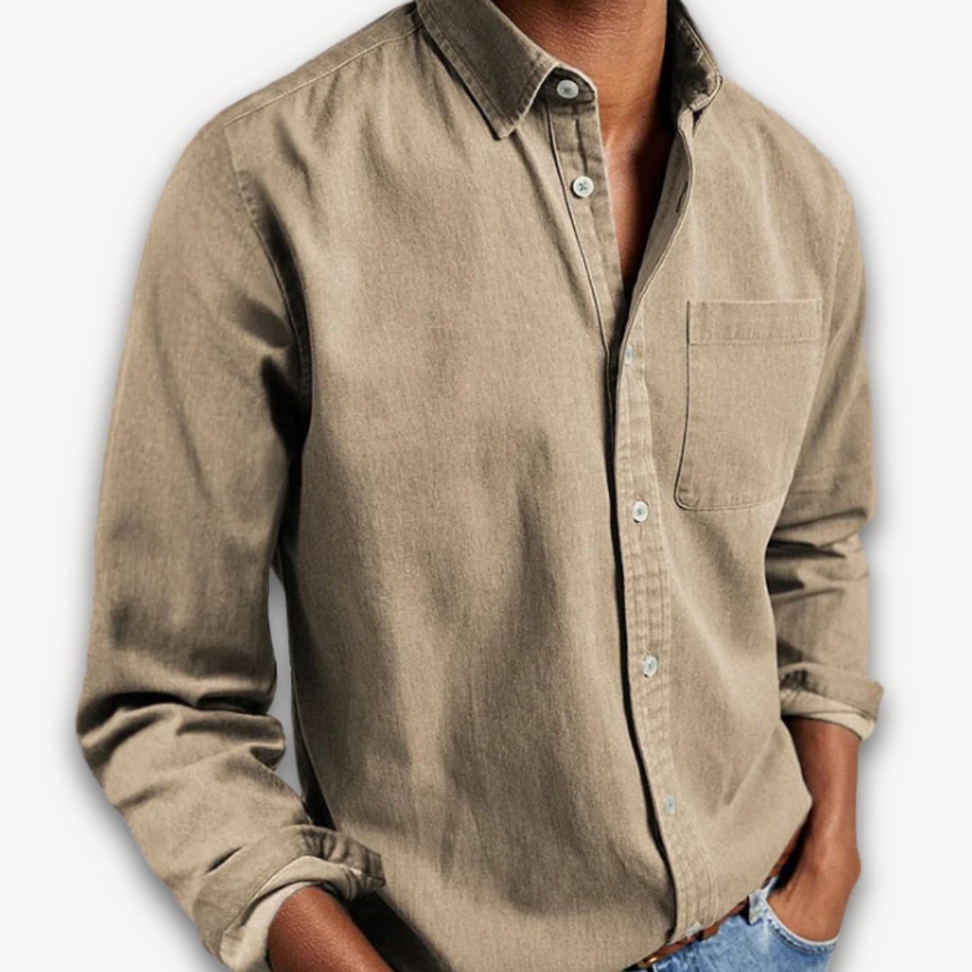Heren Katoenen Button-Up Shirt - Casual Lange Mouwen