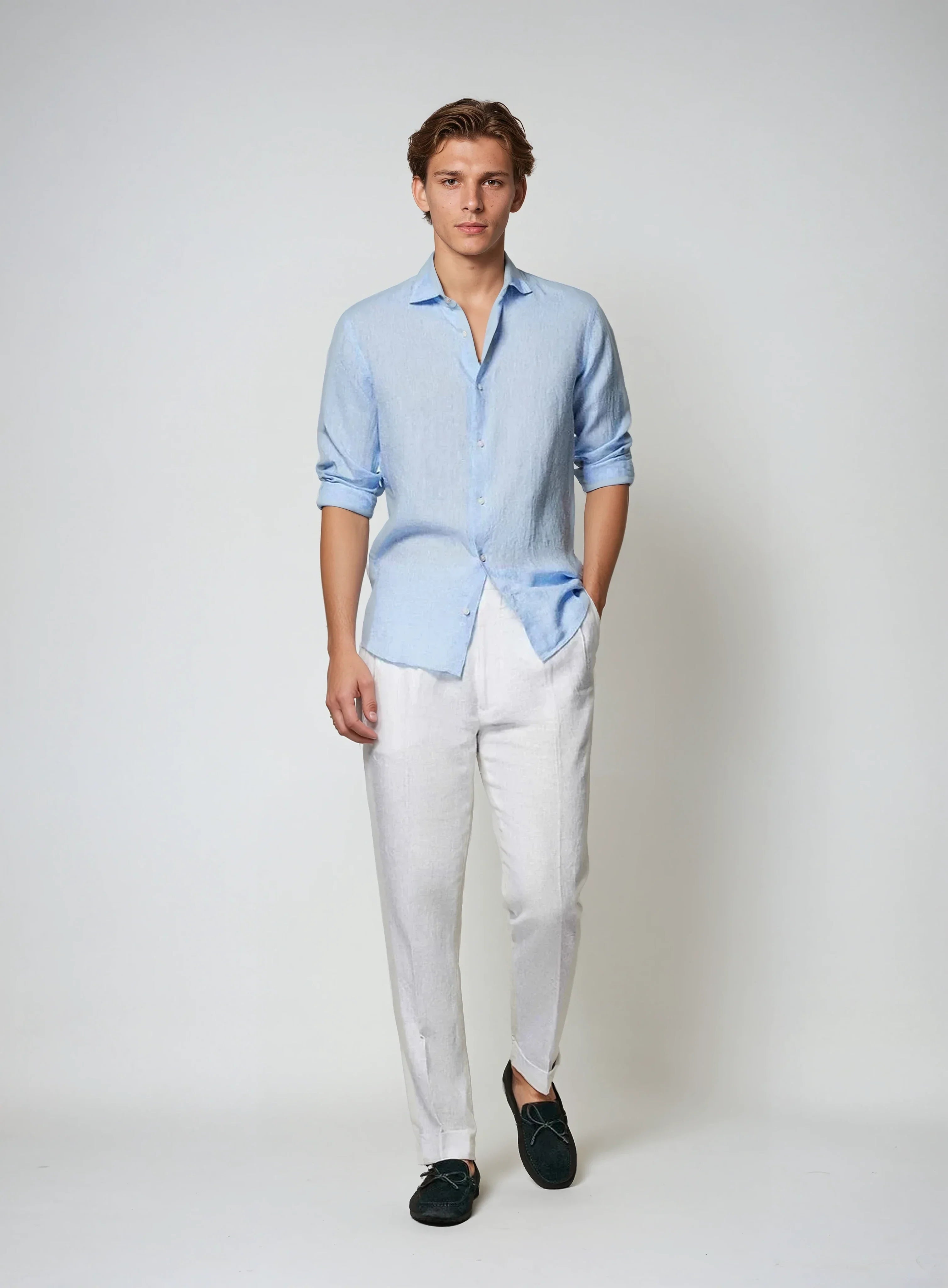 Smart Casual Linnen Overhemd voor Heren