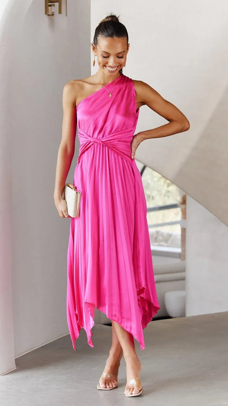 Verfijnde Dames One-Shoulder Jurk