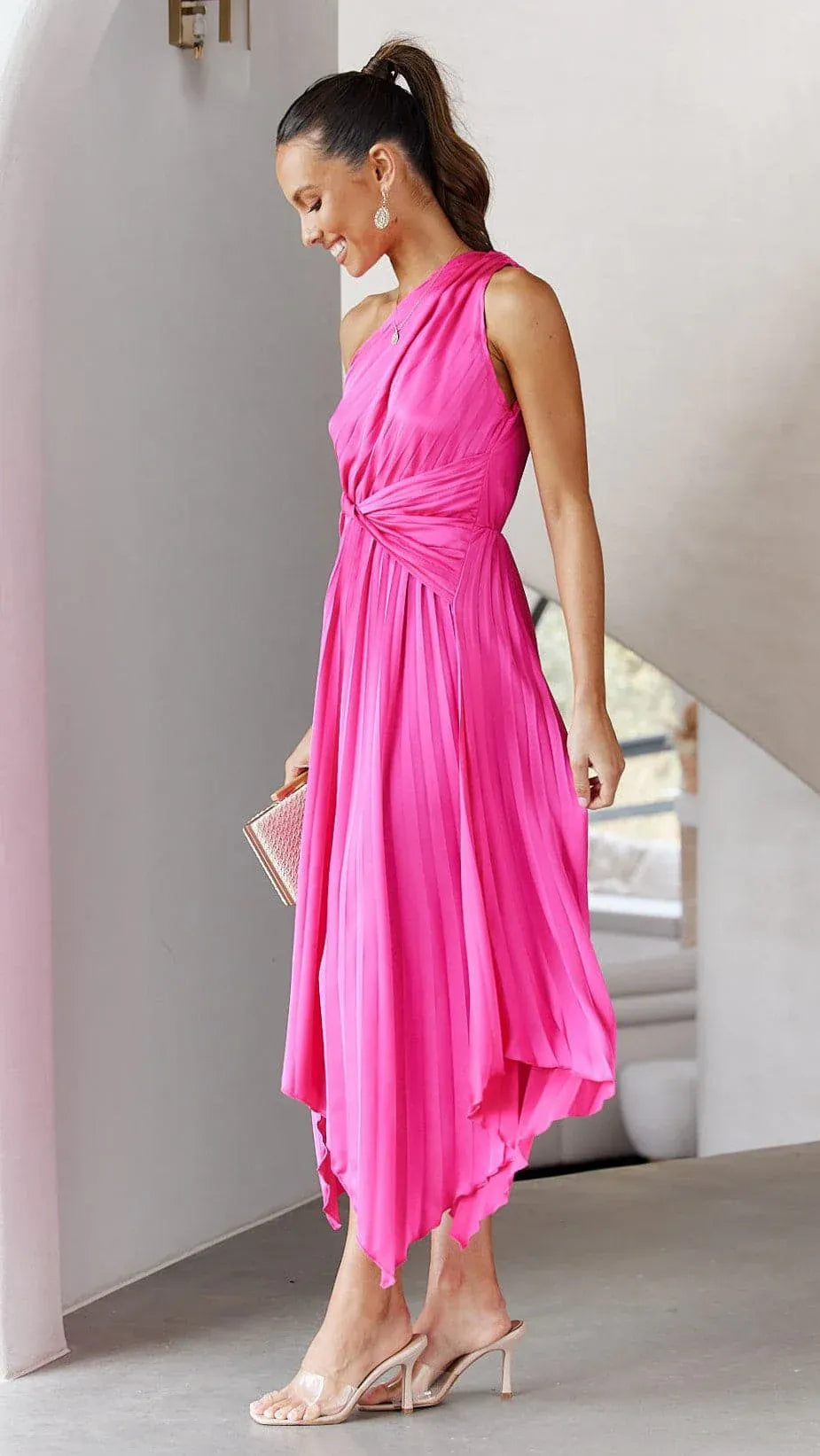 Verfijnde Dames One-Shoulder Jurk