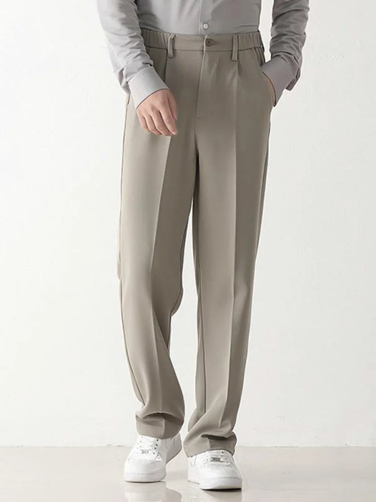 Stijlvolle Heren Gedrapeerde Formele Broek met Relaxte Pasvorm en Getailleerde Snit