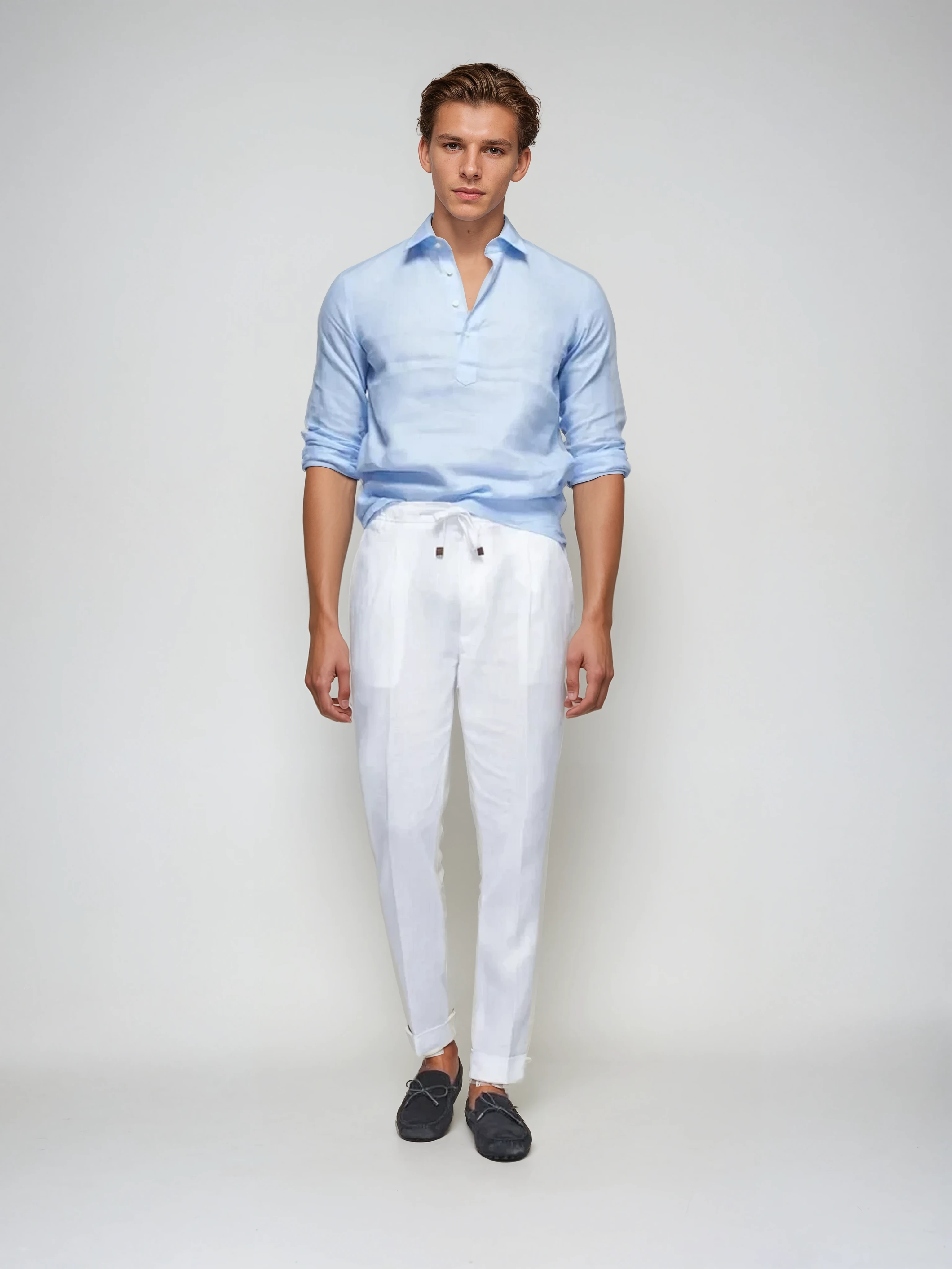 Klassiek Linnen Pop-Over Shirt voor Heren