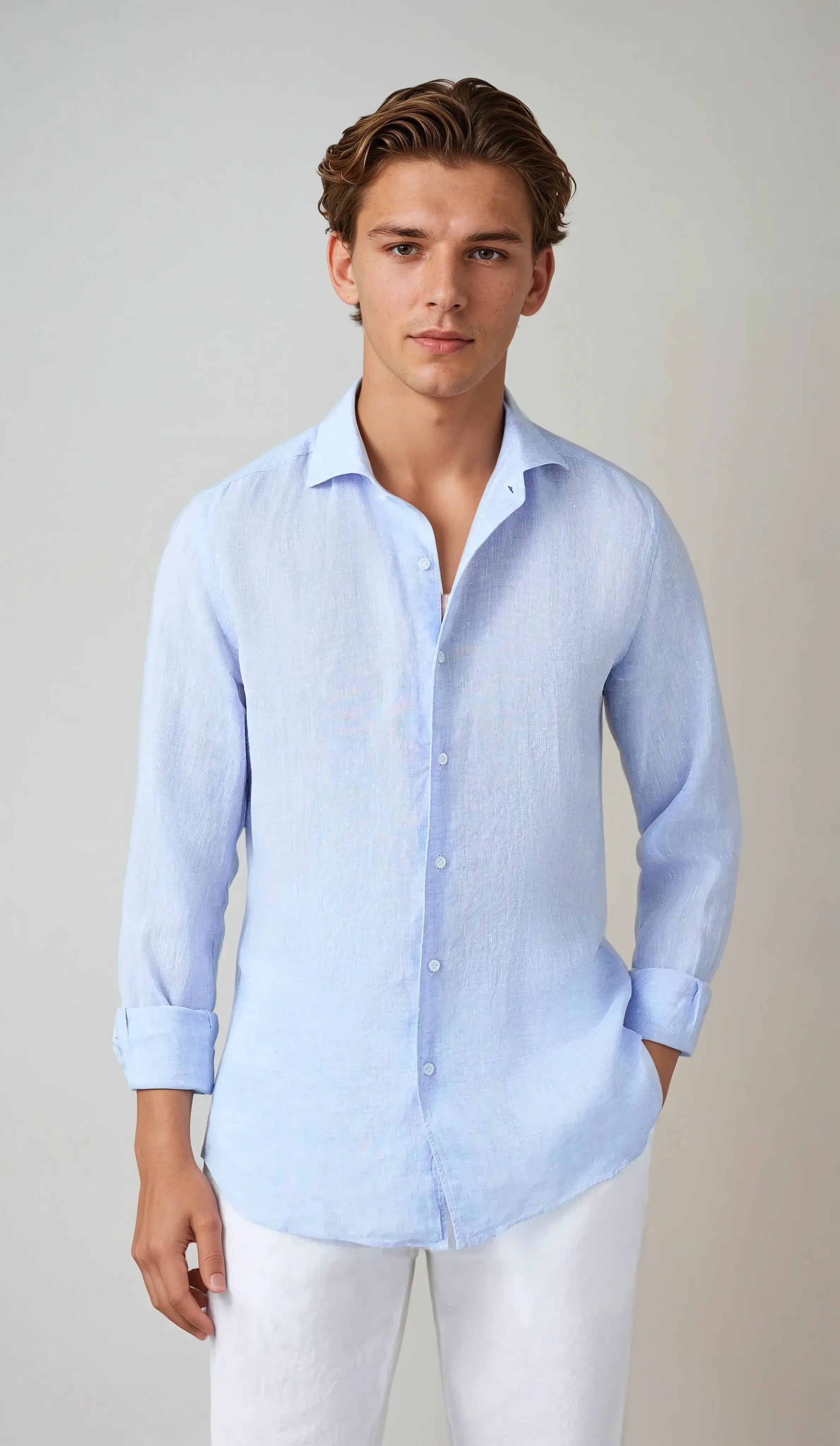 Smart Casual Linnen Overhemd voor Heren
