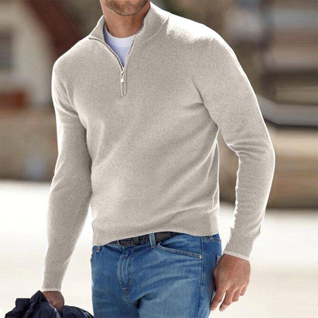 Heren Sweatshirt – Slim Fit – Ademend Katoenmix – Lichtgewicht Half Zip Casual