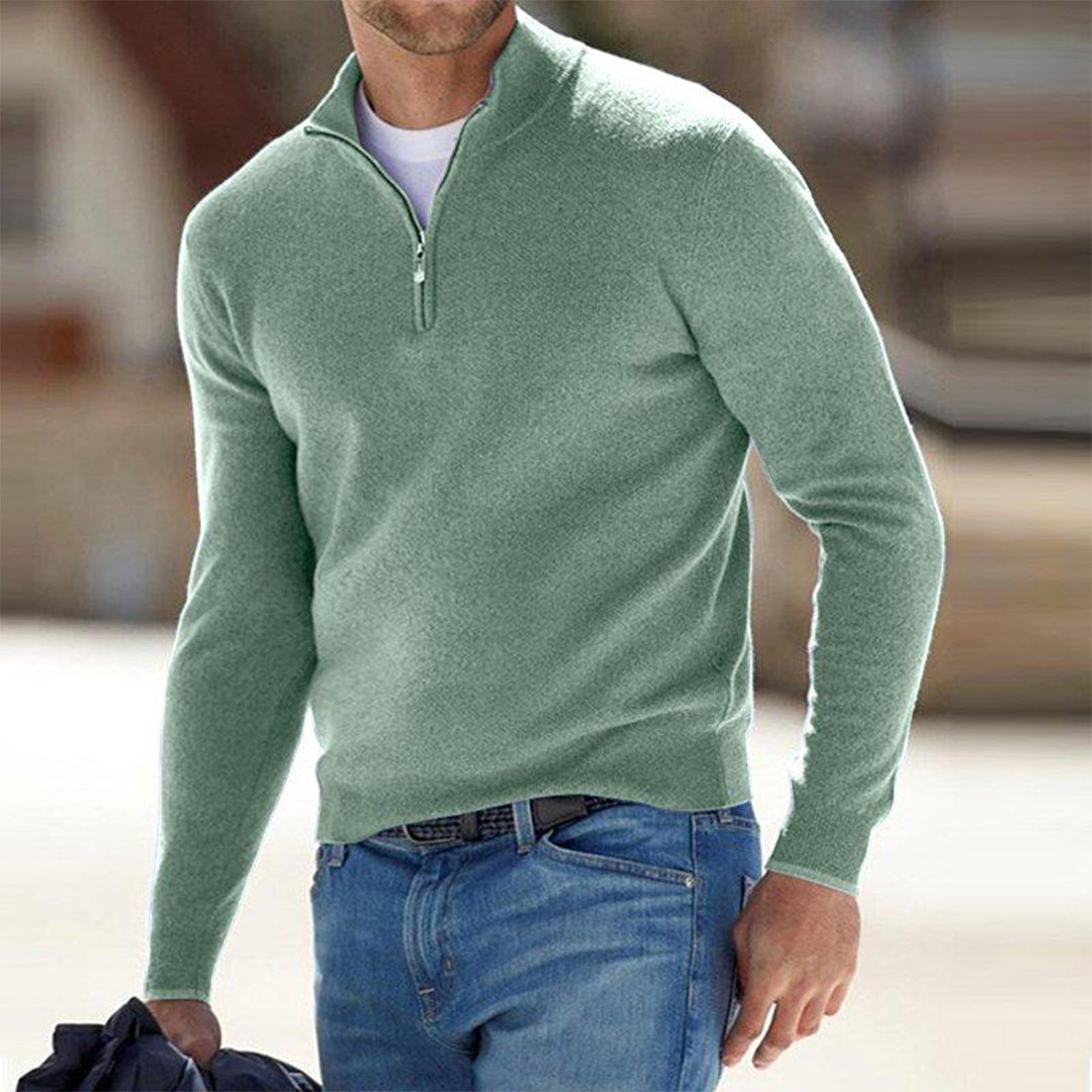 Heren Sweatshirt – Slim Fit – Ademend Katoenmix – Lichtgewicht Half Zip Casual