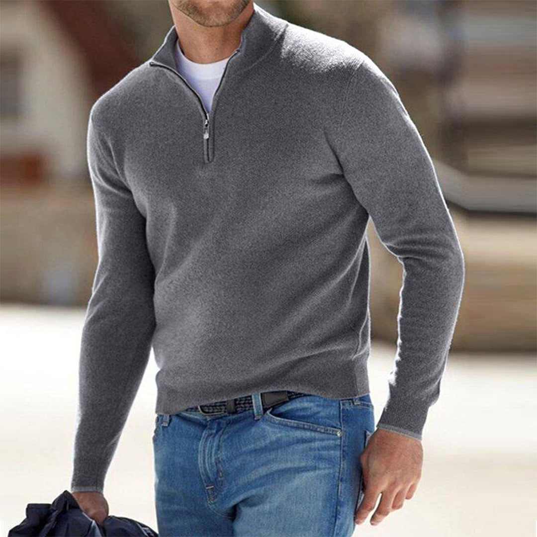 Heren Sweatshirt – Slim Fit – Ademend Katoenmix – Lichtgewicht Half Zip Casual