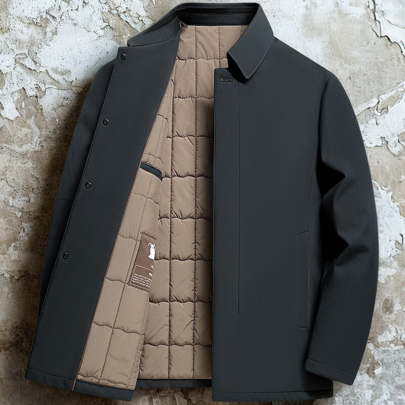 Heren Jas – Regular Fit – Geïsoleerde Voering – Klassieke Kraag – Verborgen Knopen