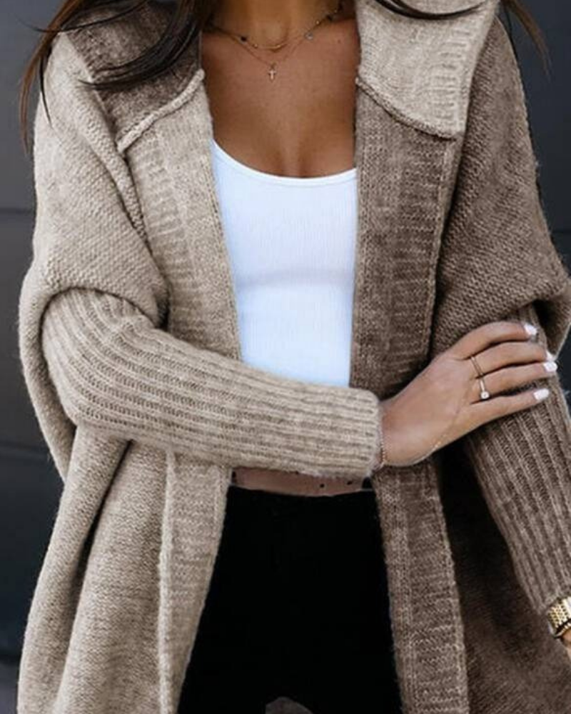 Dames Vest – Lang Open Model – Losse Duster Pasvorm – Gebreide Stof – Asymmetrisch Design