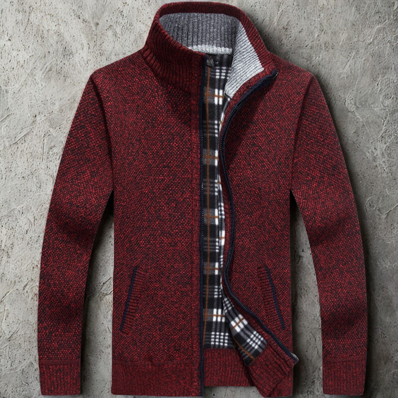 Heren vest met rits – Relaxed fit – Textuurgebreid – Opstaande kraag – Ribboorden