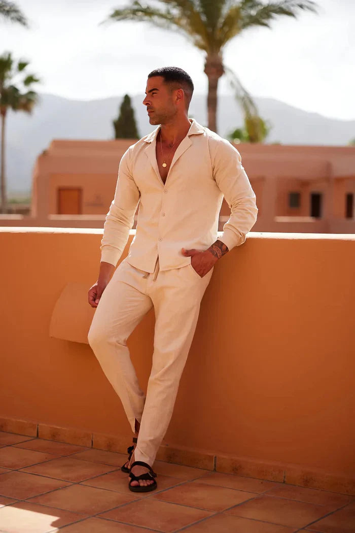 Casual Linnen Lounge Set voor Heren