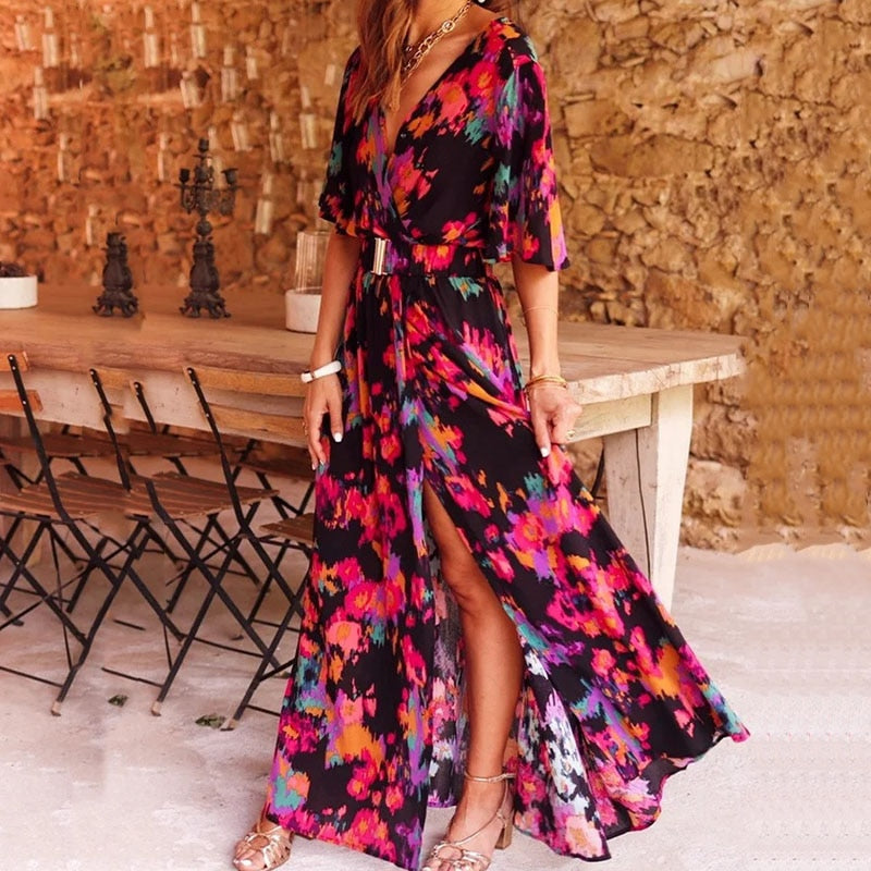 Tijdloze Maxi Wikkeljurk – Elegant en Flatterend