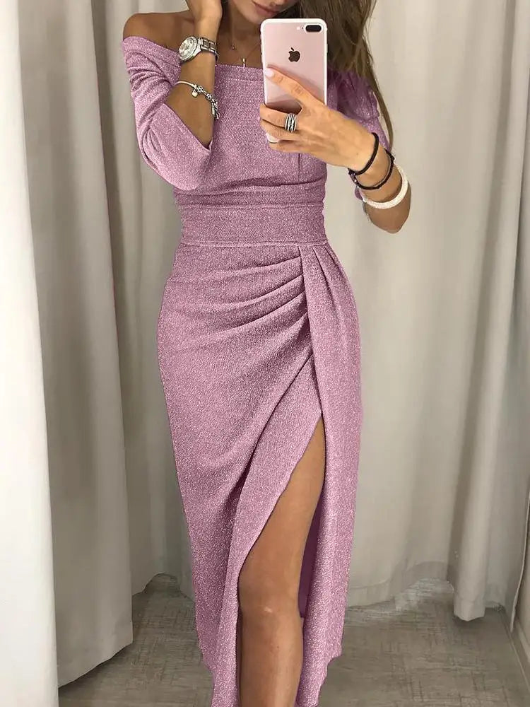 Elegante Glamourjurk – Met Split en Stijlvolle Plooien