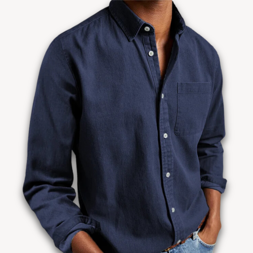 Heren Katoenen Button-Up Shirt - Casual Lange Mouwen