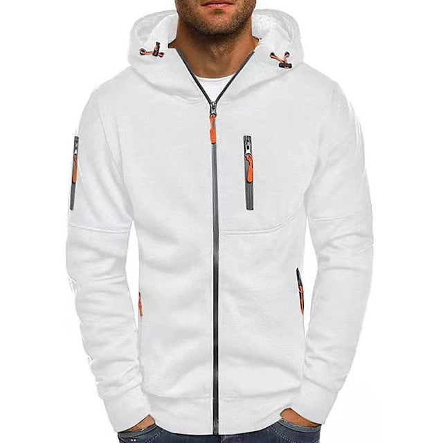 Heren Hoodie – Getailleerde pasvorm – Ademend Katoenmix – Ritssluiting – Zakken met Rits