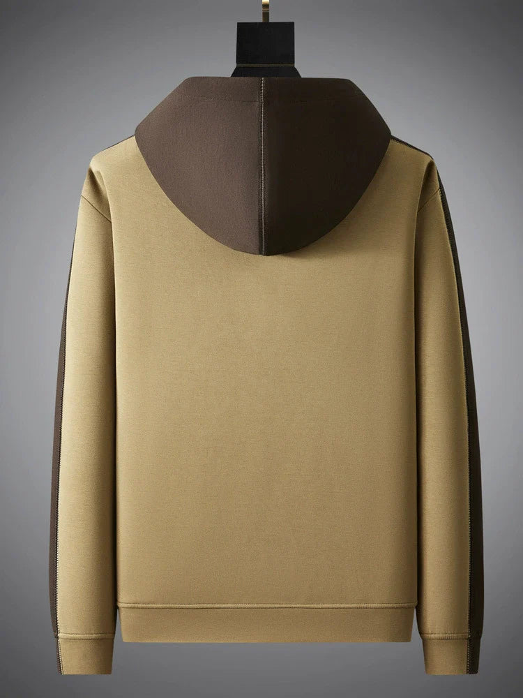 Men's Hoodie – Relaxed Fit – Cotton Blend – Two-Tone Panels – Hood with Drawstring