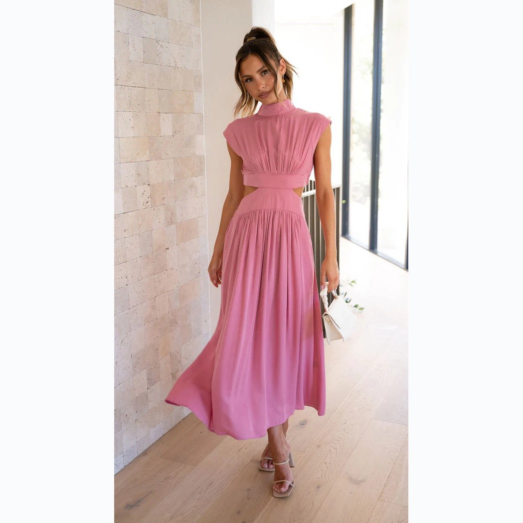 Lange Jurk met Mock Neck en Cut-Outs