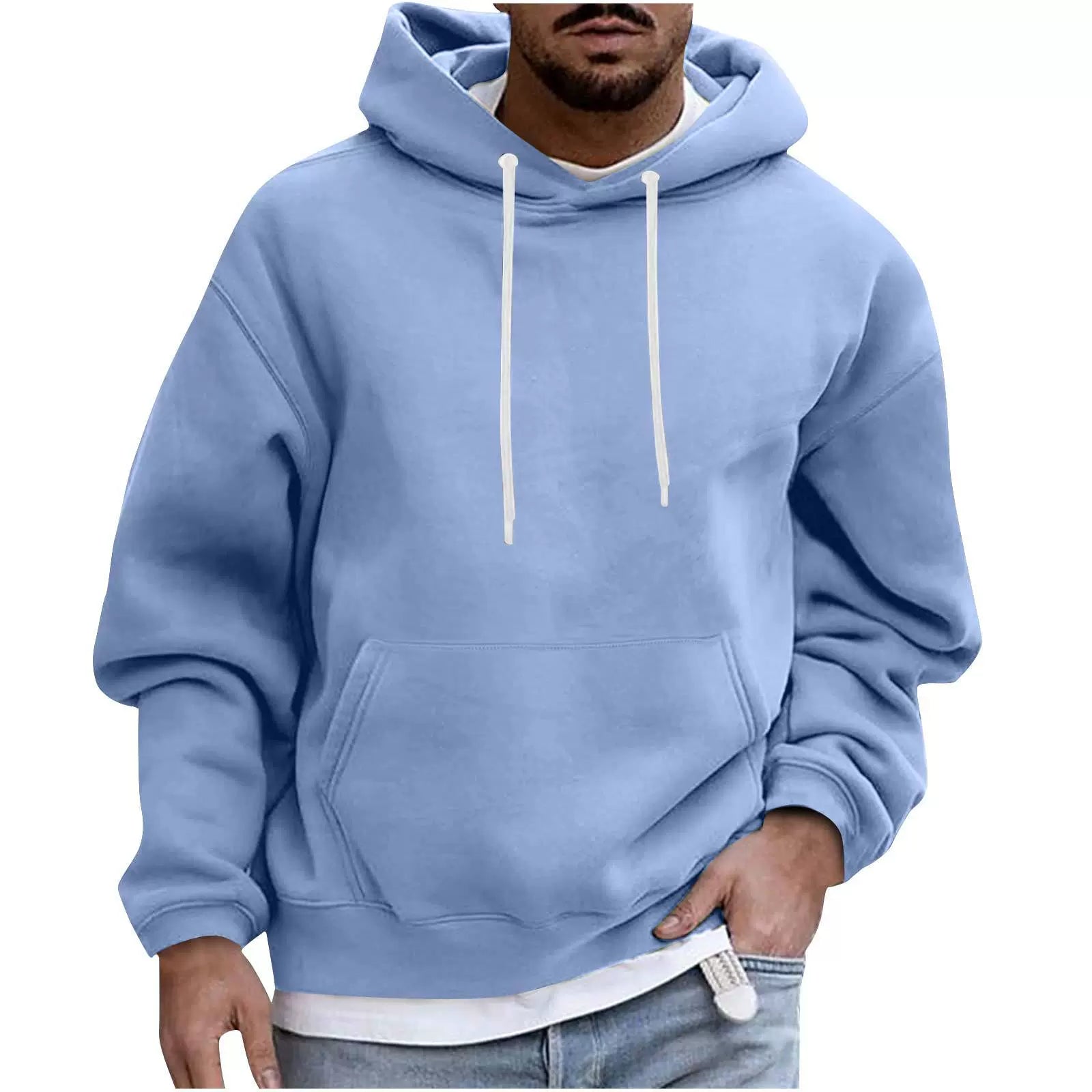 Men's Hoodie – Fleece – Loose Fit – Kangaroo Pocket – Ribbed Cuffs