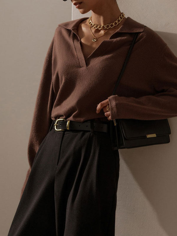 Isla Soft Knit Collared Sweater | Soft Comfort Sweater