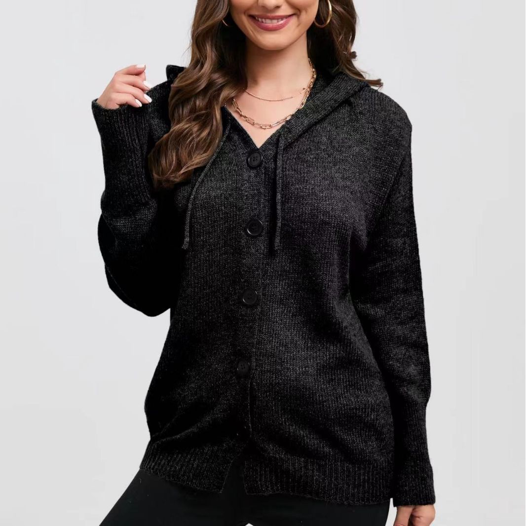 Dames Vest met Capuchon – Gebreid – Relaxte Pasvorm – Knoopsluiting – Ribboorden