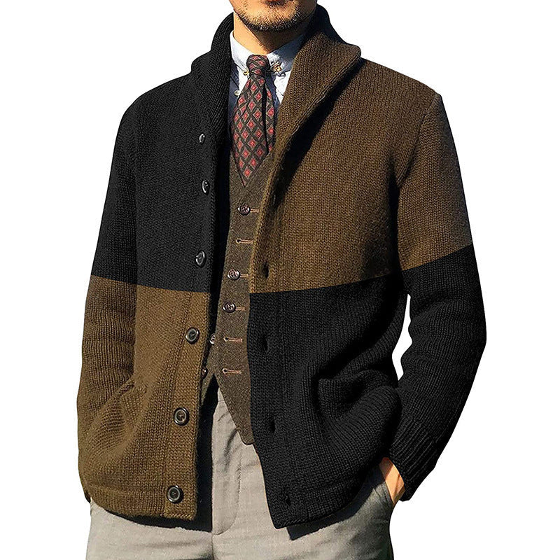 Heren Cardigan – Relaxte Pasvorm – Wol – Sjaalkraag – Knoopsluiting – Opgestikte Zakken