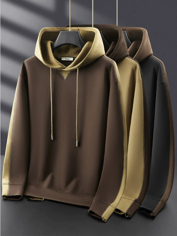Men's Hoodie – Relaxed Fit – Cotton Blend – Two-Tone Panels – Hood with Drawstring