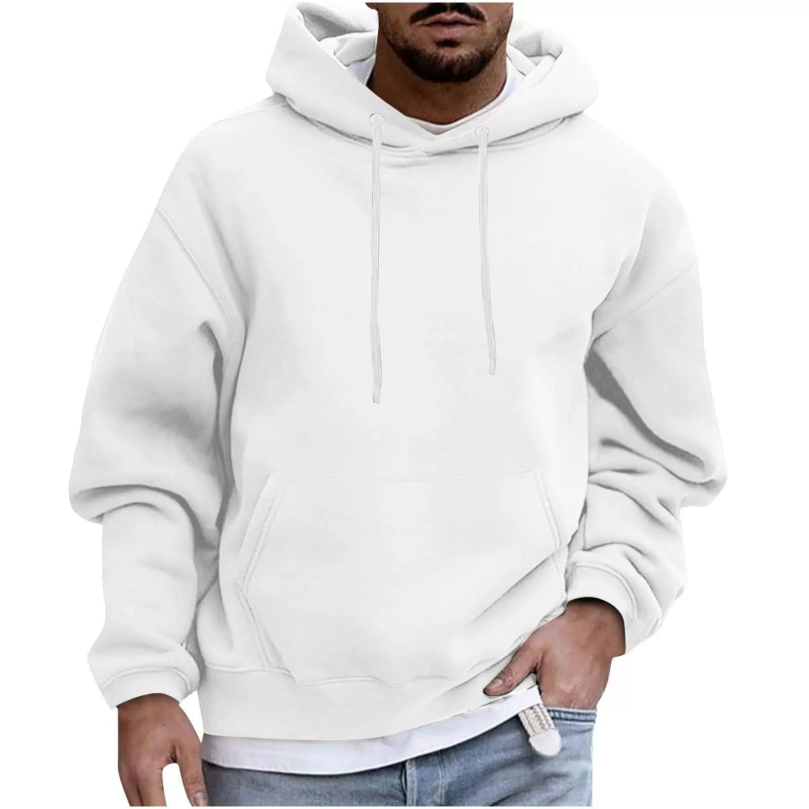 Men's Hoodie – Fleece – Loose Fit – Kangaroo Pocket – Ribbed Cuffs