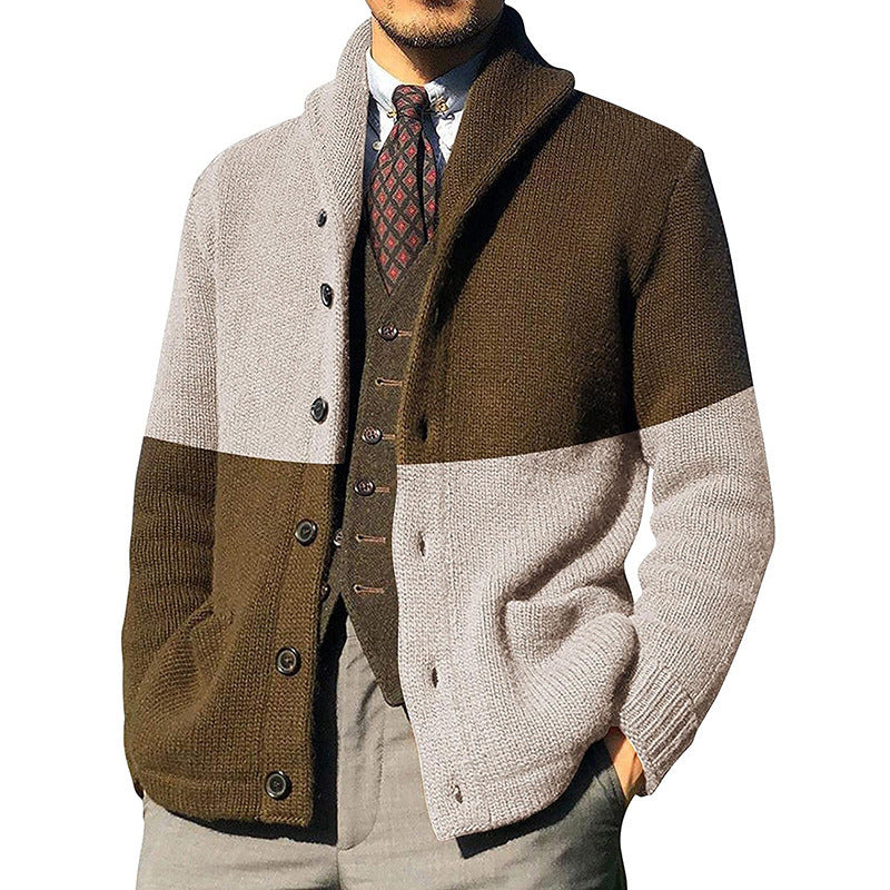 Heren Cardigan – Relaxte Pasvorm – Wol – Sjaalkraag – Knoopsluiting – Opgestikte Zakken