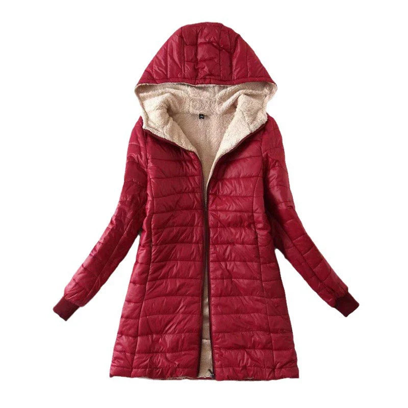 Women's Puffer Jacket – Quilted Design – Hood – Plush Lining – Regular Fit – Mid-Length