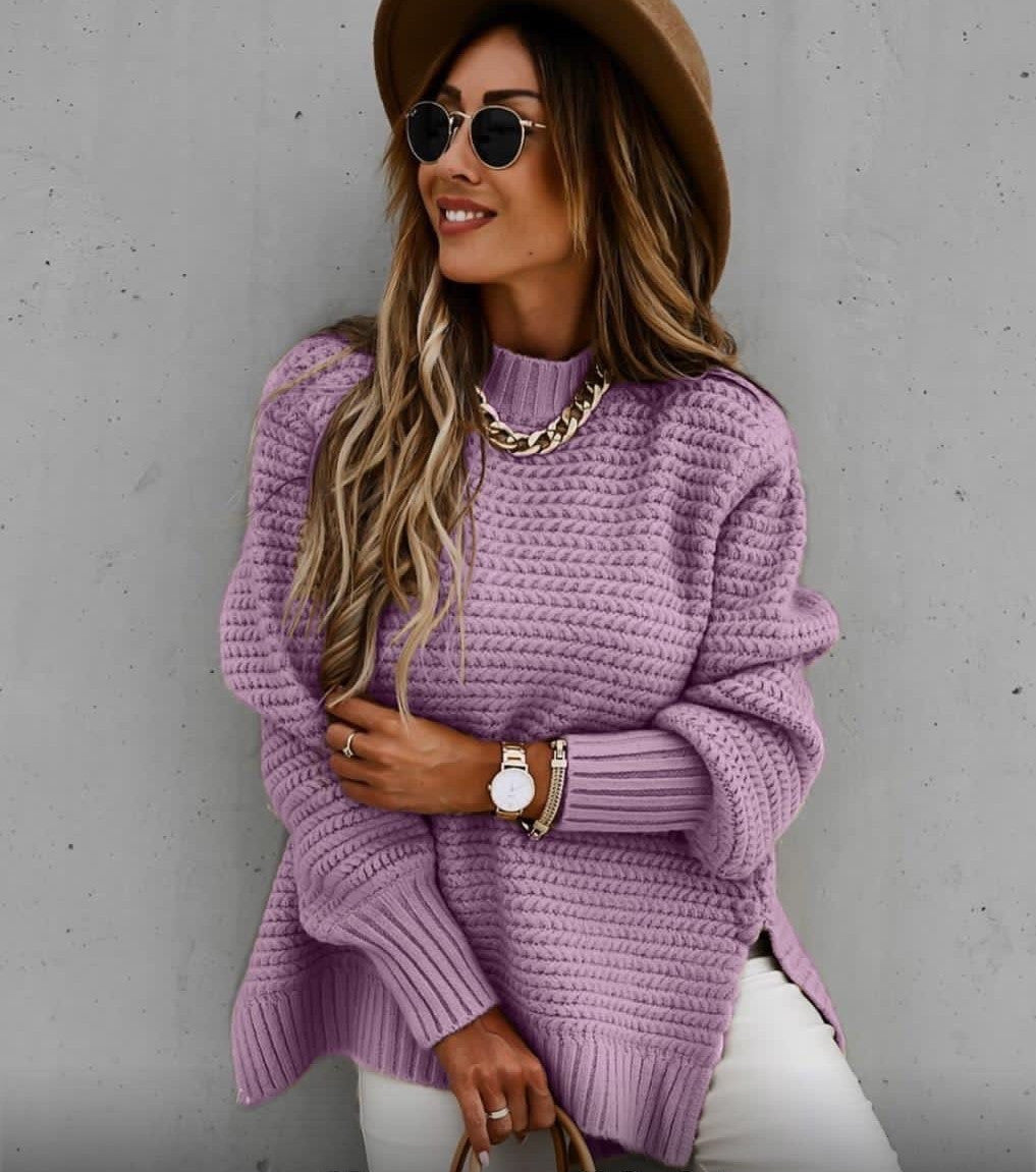 Dames Trui – Oversized Pasvorm – Ribbelbreisel – Zachte Textuur – Lang Model