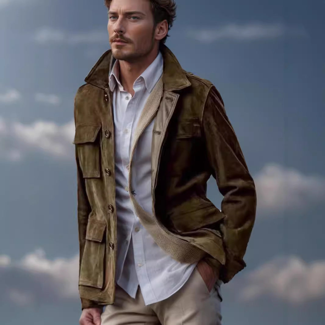 Suede jacket for men - Versatile style - Button closure - Casual chic