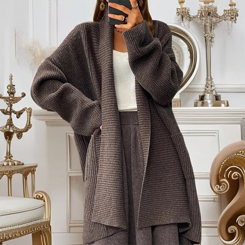 Dames Cardigan Lang Model – Ribbelstructuur – Oversized Pasvorm – Open Zonder Sluiting