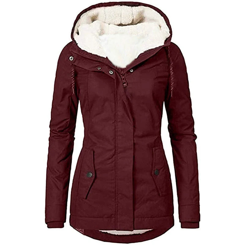Women's Parka Coat – Water-repellent – Semi-fitted – Plush Lining – Mid-length