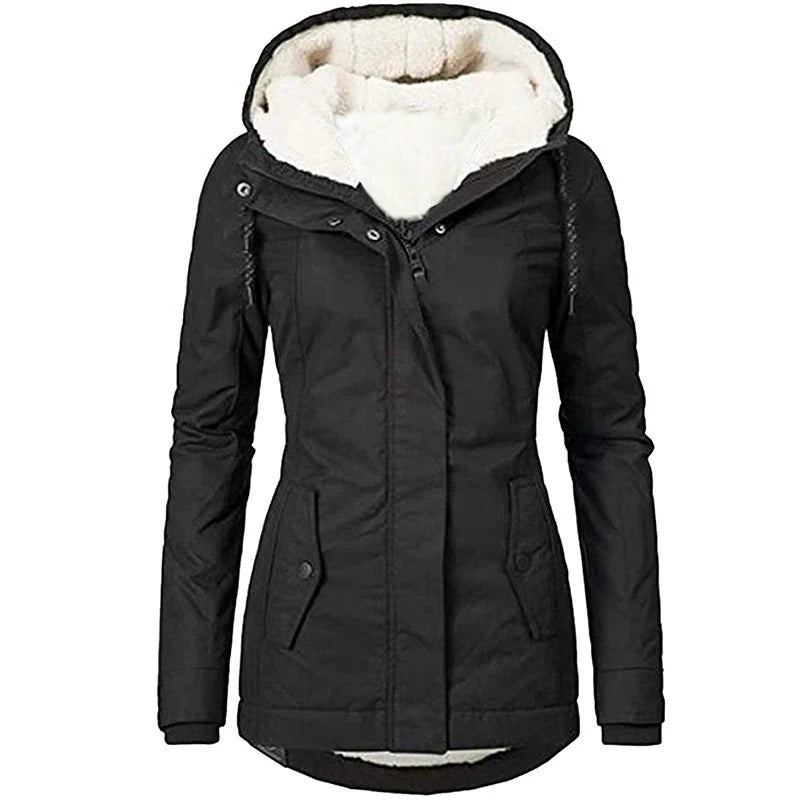 Women's Parka Coat – Water-repellent – Semi-fitted – Plush Lining – Mid-length