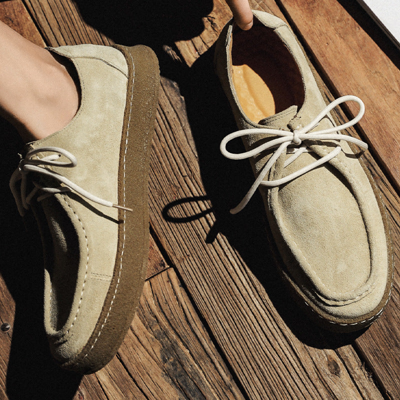 Heren Veterschoenen – Moc-Neus – Suède Look – Comfortabele Pasvorm – Dikke Zool