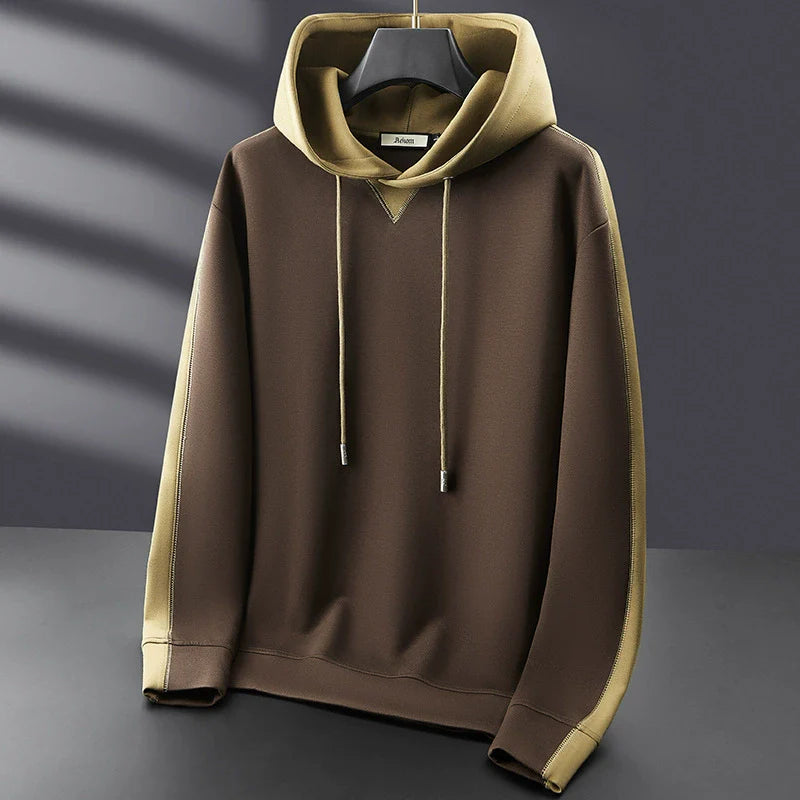 Men's Hoodie – Relaxed Fit – Cotton Blend – Two-Tone Panels – Hood with Drawstring