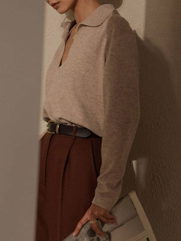 Isla Soft Knit Collared Sweater | Soft Comfort Sweater