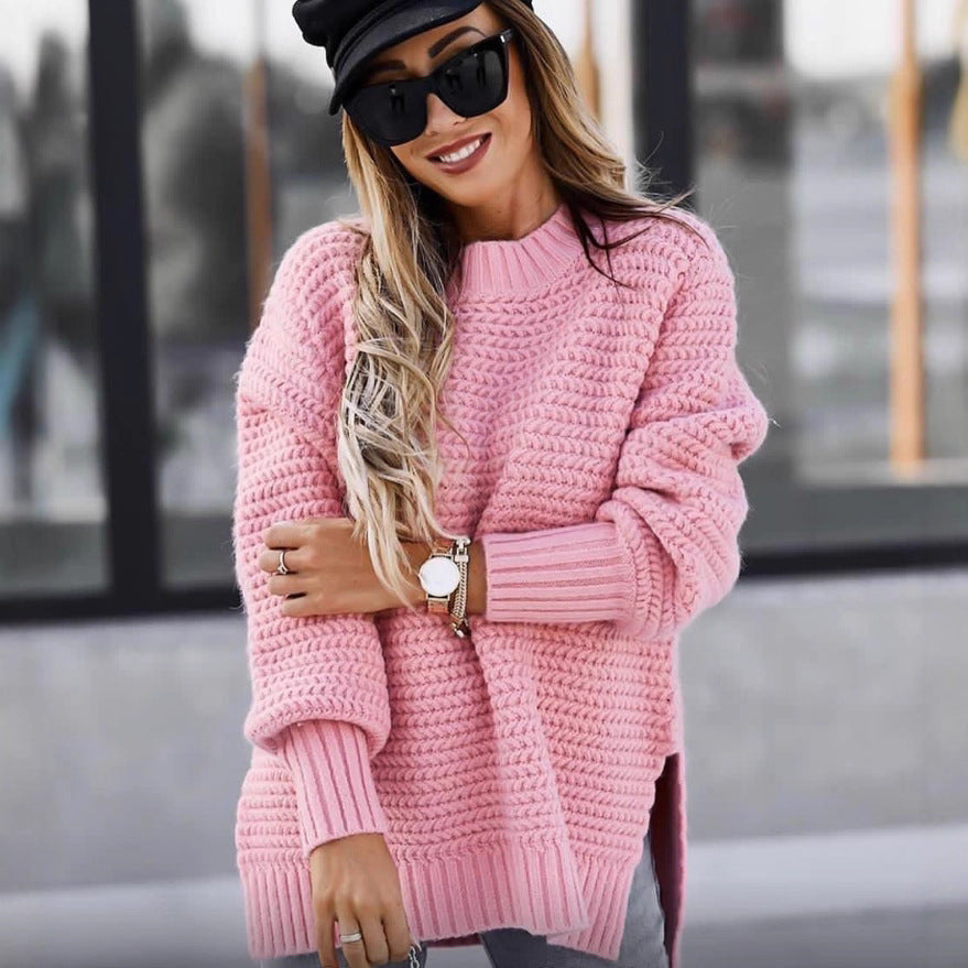 Dames Trui – Oversized Pasvorm – Ribbelbreisel – Zachte Textuur – Lang Model