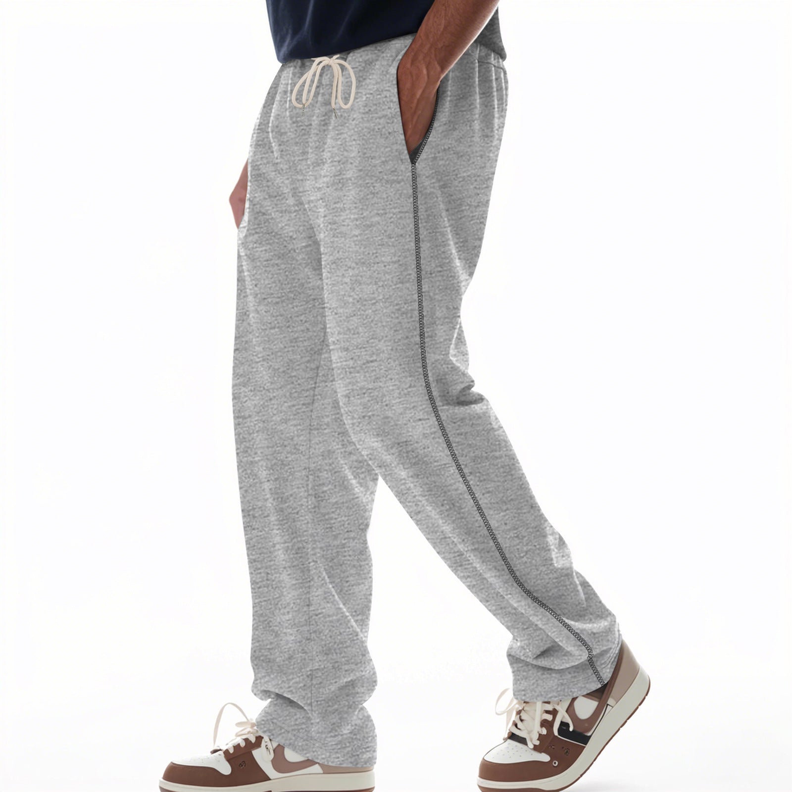 Men's Jogging Pants – Relaxed Fit – Cotton Terry – Drawstring Waist – Full Length