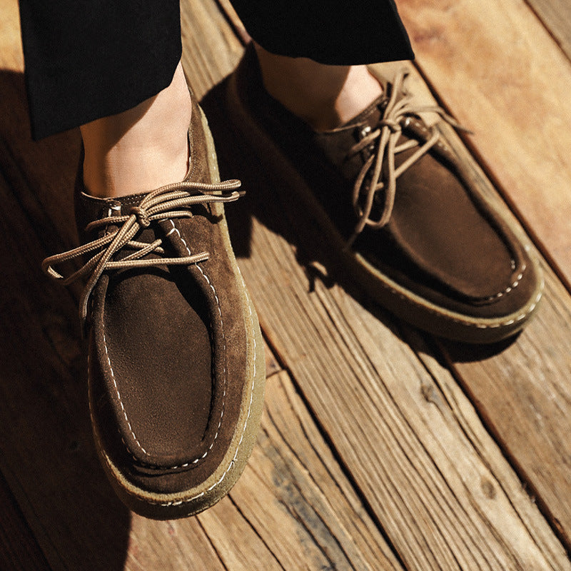 Heren Veterschoenen – Moc-Neus – Suède Look – Comfortabele Pasvorm – Dikke Zool